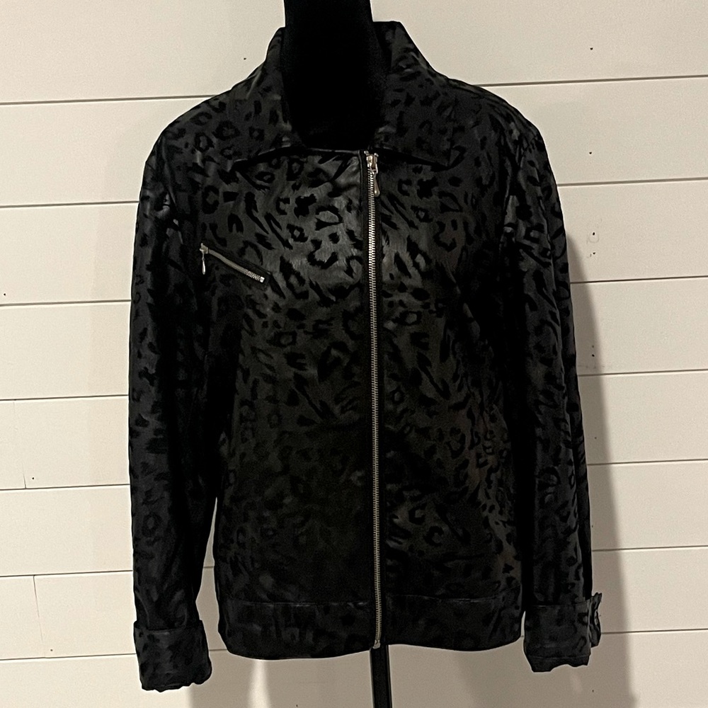 Women’s Erin London Jacket, Size L, Color Black Print